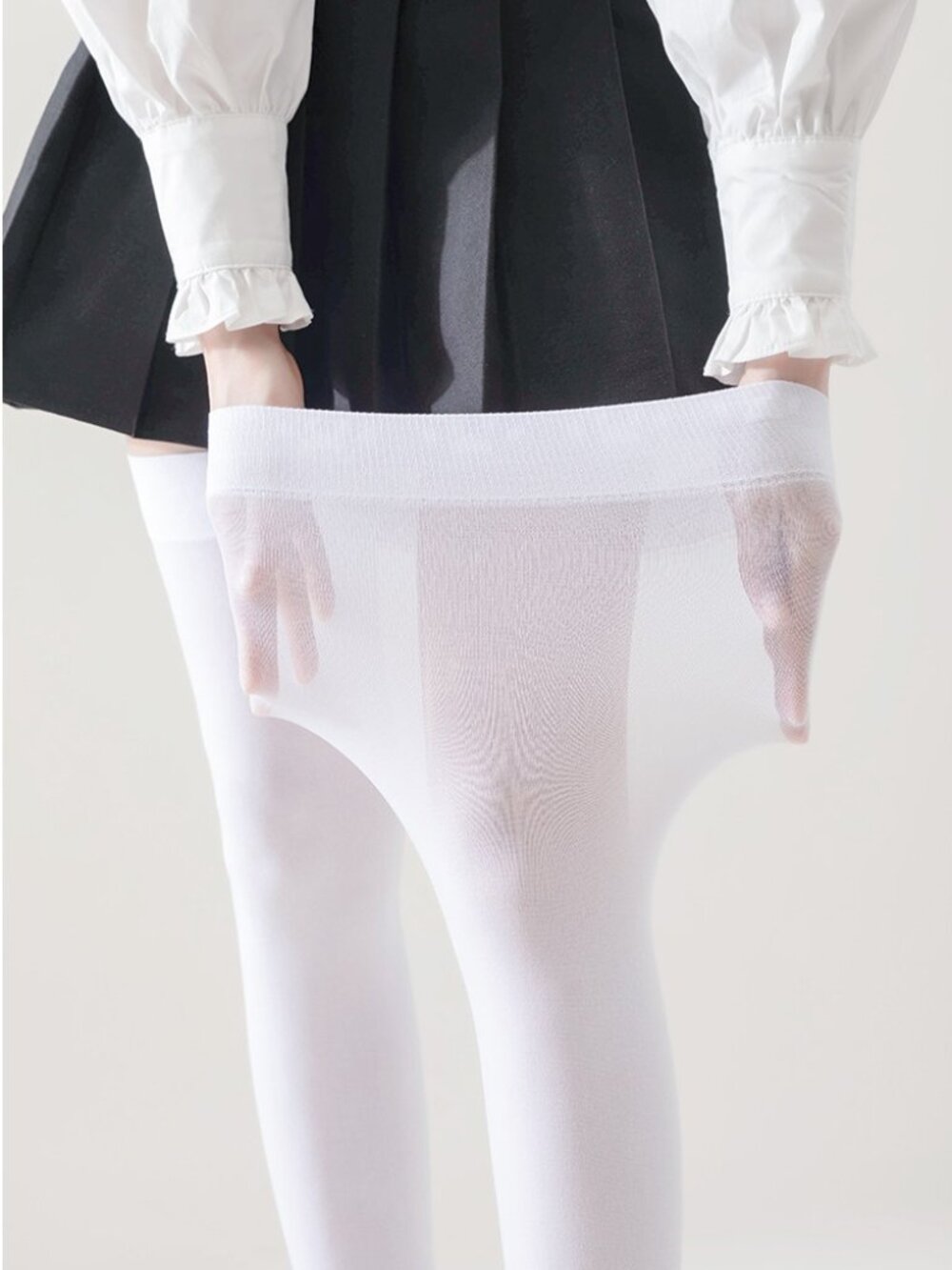WHITE  Medium To Plus Size Extra Long Thigh High Socks